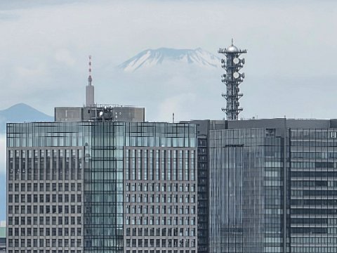 Blick vom Hotel mit Fuji